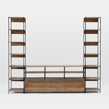 Industrial Modular Large Media Set With Bookshelves, Entertainment ...