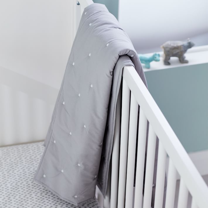 Washed Cotton Toddler Quilt Platinum, Baby Bedding West Elm
