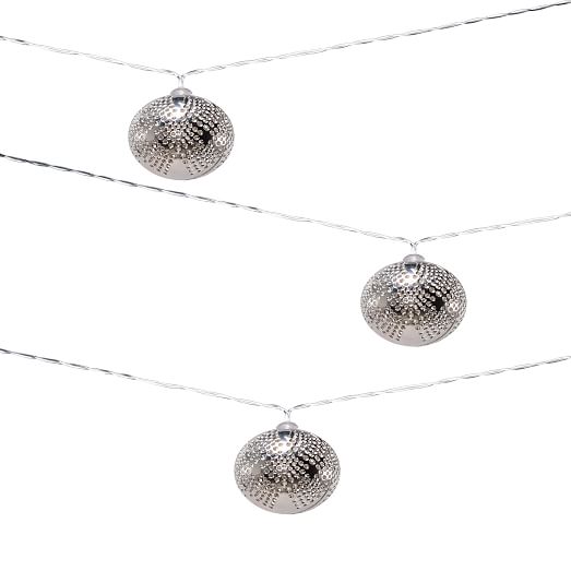 Metallic Solar String Lights – Silver | West Elm