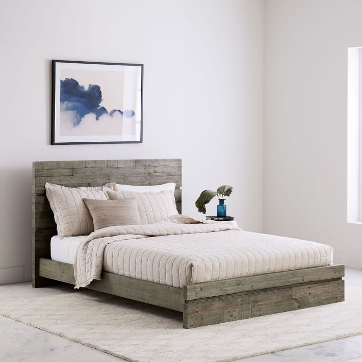 Emmerson&#174; Modern Reclaimed Wood Bed - Stone Gray