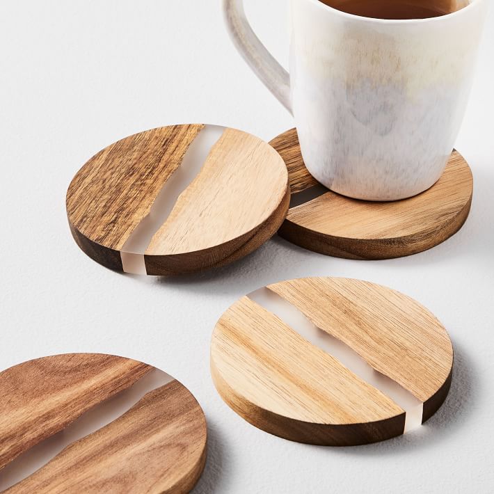 Wood &amp; Resin Coasters (Set of 4)