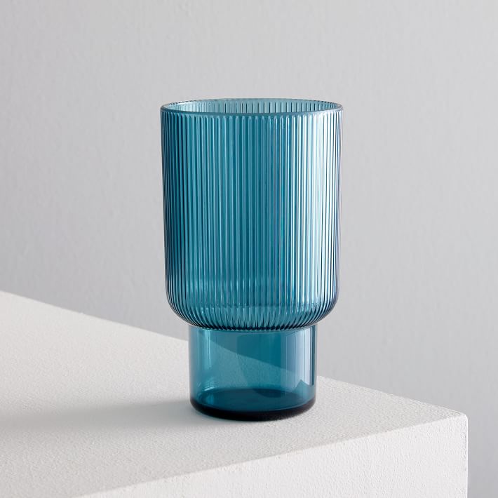West Elm Fluted Acrylic Drinking Glasses in Azul Set of 8