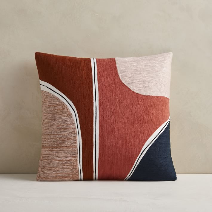 Crewel Outlined Shapes Pillow Cover