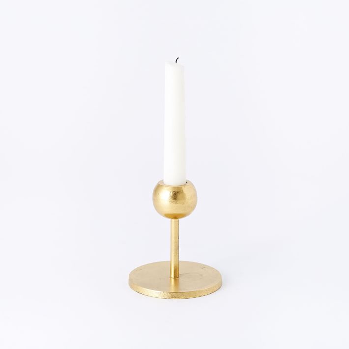 Small Modern Brass Metal Candleholders, Set of 2