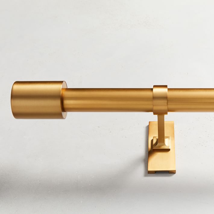 Oversized Adjustable Curtain Rod w/ Cylinder Finials - Antique Brass