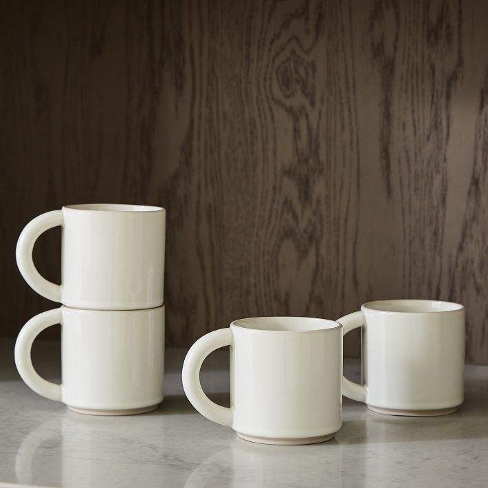 American Atelier Stackable Stoneware 16 Oz. Coffee Mugs Set, Cups