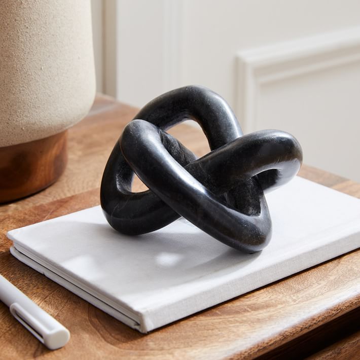 Black Marble Knot Decorative Object West Elm