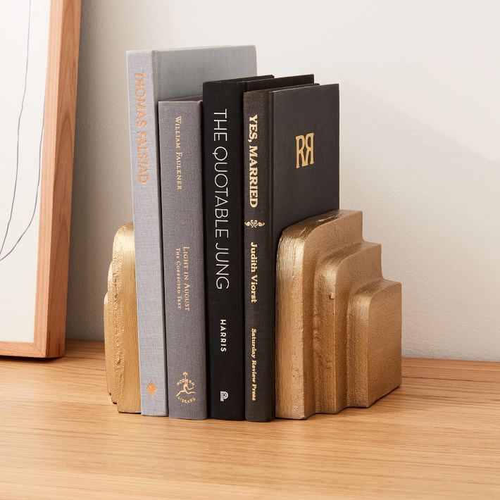 Stepped Brass Metal Bookends
