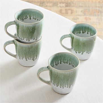 Vintage Coffee Mugs, Glass Coffee Mugs 14 Oz Set of 2 Gray