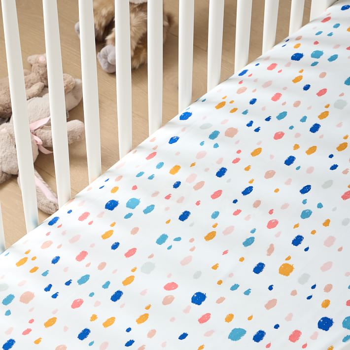 Rainbow polka best sale dot crib sheet