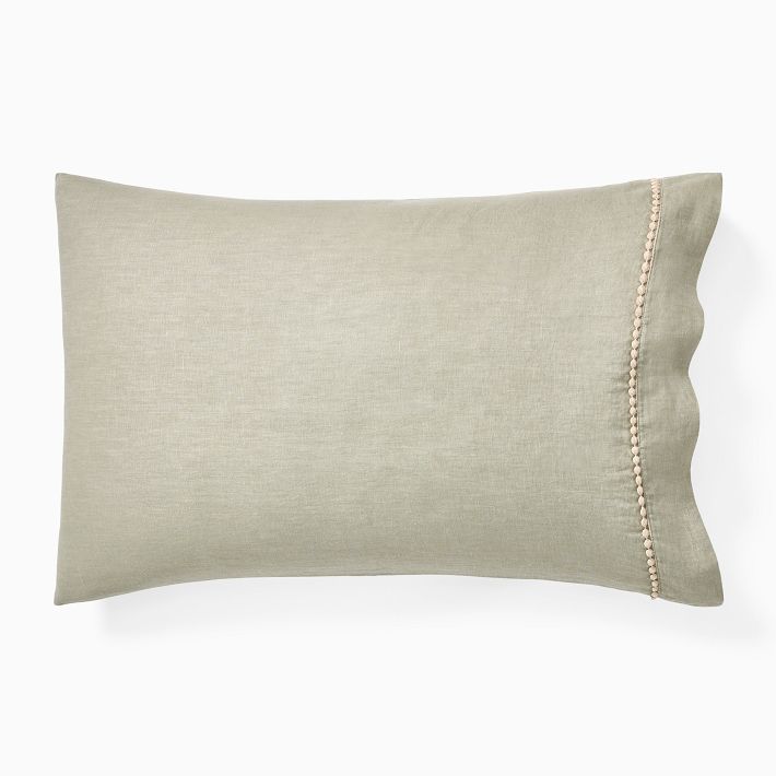 European Flax Linen Pom Pom Sheet Set & Pillowcases West Elm