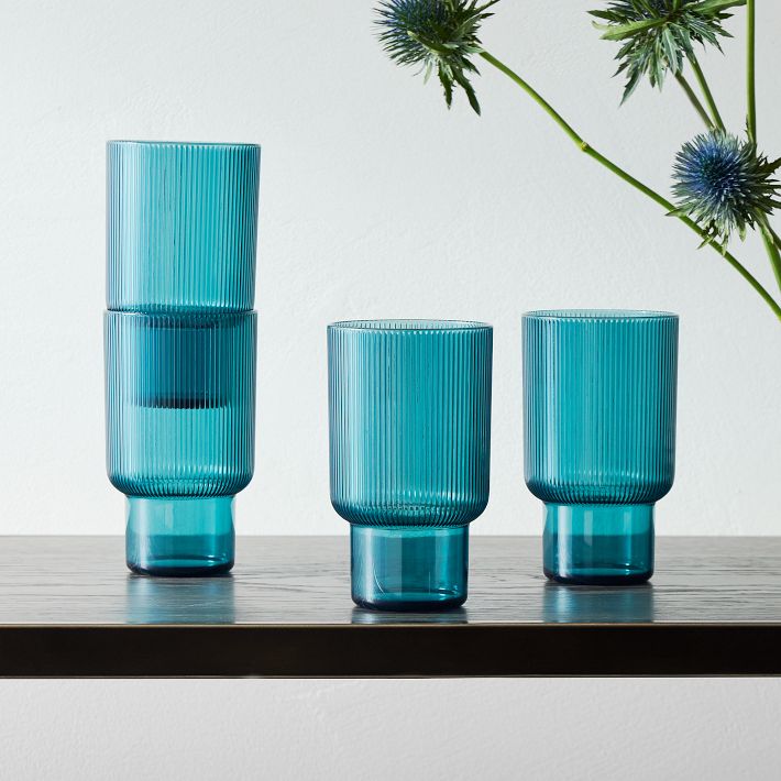 Fluted Acrylic Tall Drinking Glass Sets