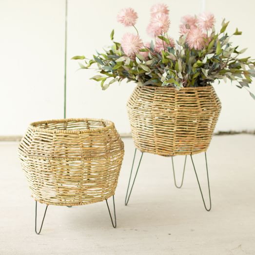 Round Seagrass Planters | West Elm