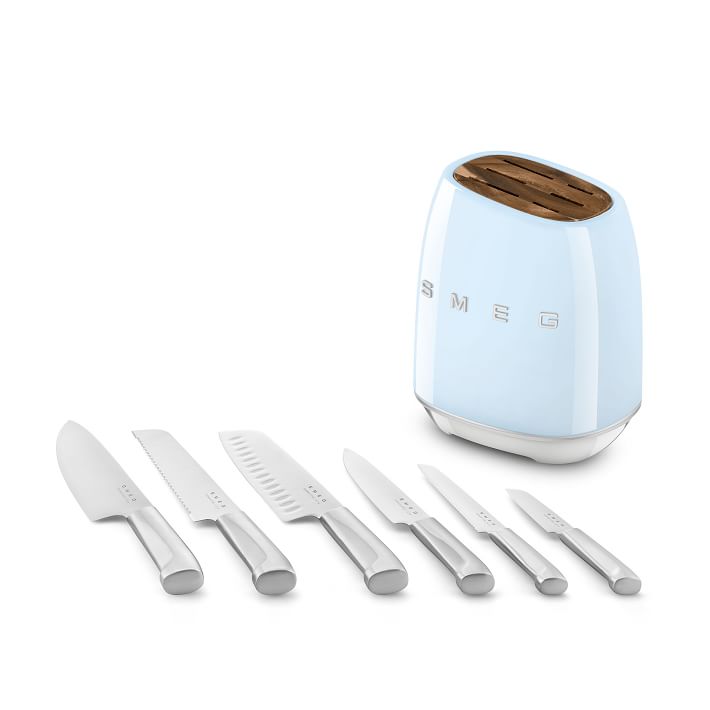 OPEN FOR PREORDER! SMEG KNIFE BLOCK SET Deposit min RM100 baby blue / milky  white Eta early march Kindly whatsapp 0133588770 or link…