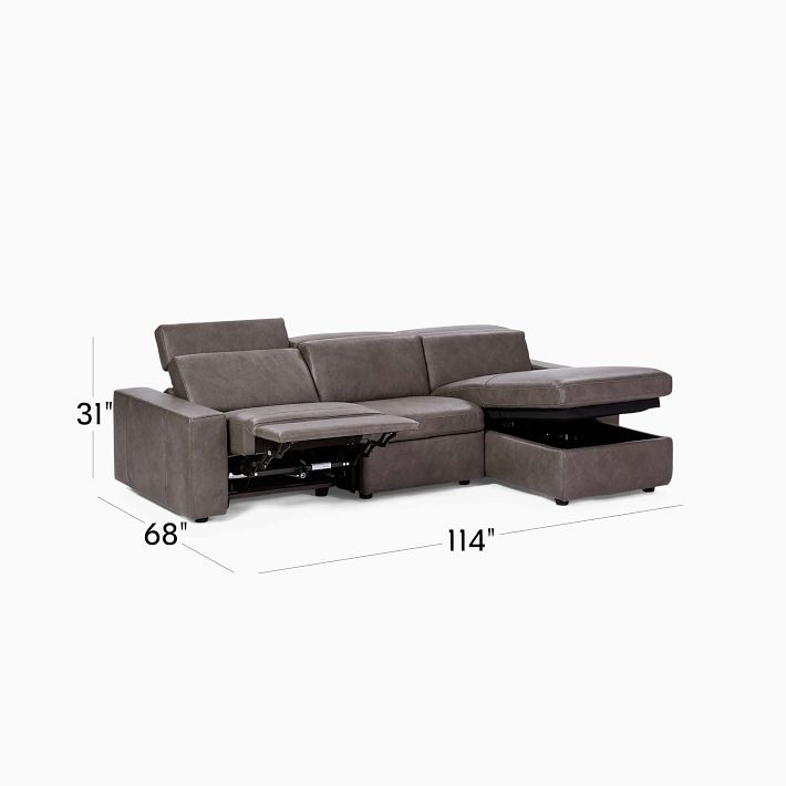 West elm enzo leather store reclining sofa