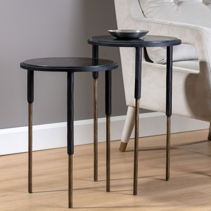 Marble & Wrought Iron Nesting Side Tables (15