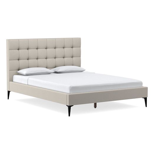 Emmett Grid Tufted Bed Metal Legs West Elm