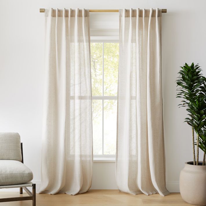 Custom Size Sheer European Flax Linen Curtain - Natural Flax | West Elm