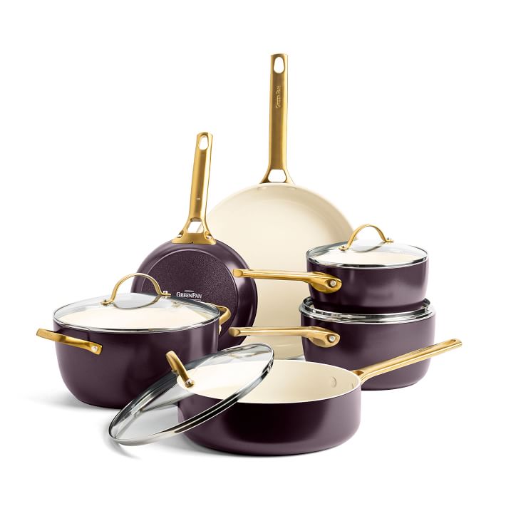 Reserve Ceramic Nonstick 10-Piece Cookware Set, Twilight with Gold-To