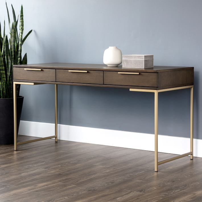 Slim writing deals desk with drawers