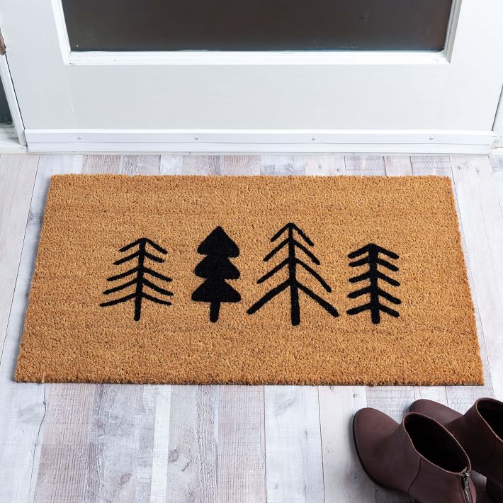 Nickel Designs Hand-Painted Doormat - Modern Trees