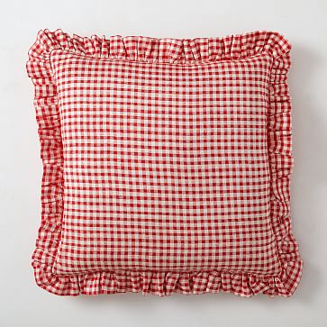Ruffle Pink Stripe Cotton Mini Cushion 