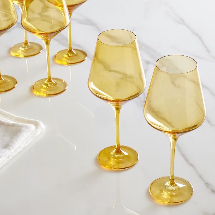 Gold Rimmed Wine Goblets with Gold Toned Tray, Set of 4 Lenox Gold