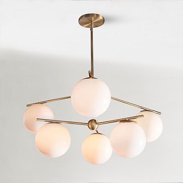 Sphere + Stem 6-Light Semi-Flush Mount Lighting - Brass