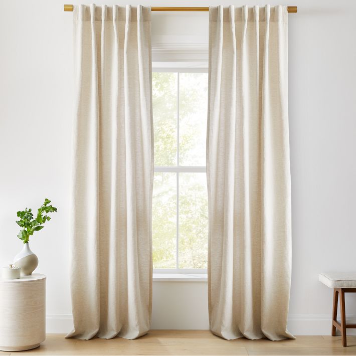Custom Size European Flax Linen Blackout Curtain Natural West Elm