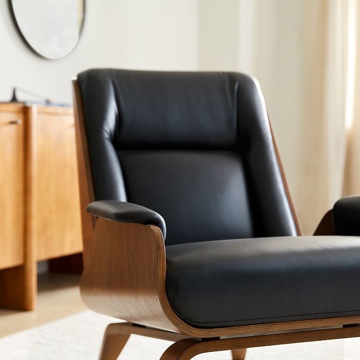 West elm mid century chair online leather