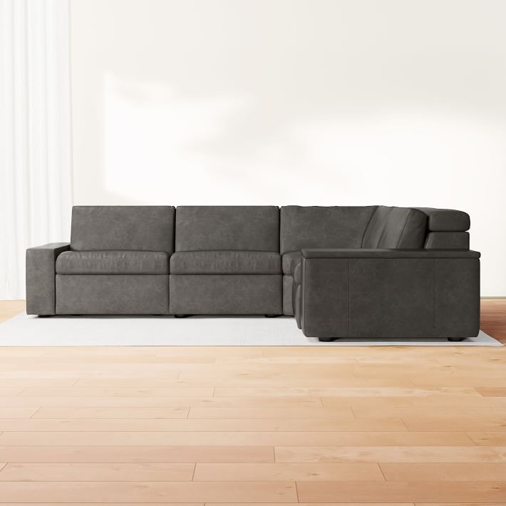 Enzo Leather 5-Piece L-Shaped Reclining Sectional (114&quot;)