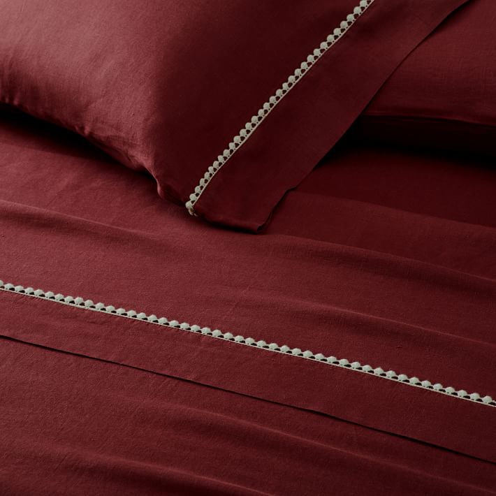 European Flax Linen Pom Pom Sheet Set & Pillowcases