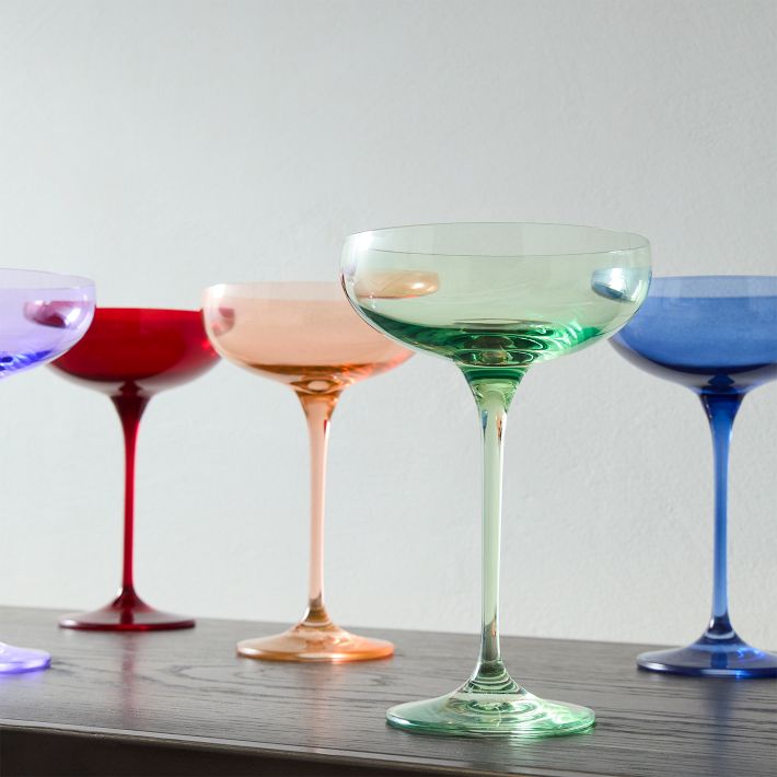 Estelle Colored Glass Hand-Blown Colored Cocktail Coupe Glasses on