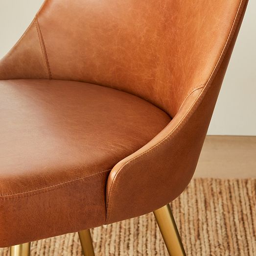 MidCentury Leather Dining Chair Metal Legs West Elm