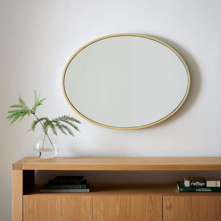 West Elm - Metal Framed Oversized Square Mirror Antique Brass Collection