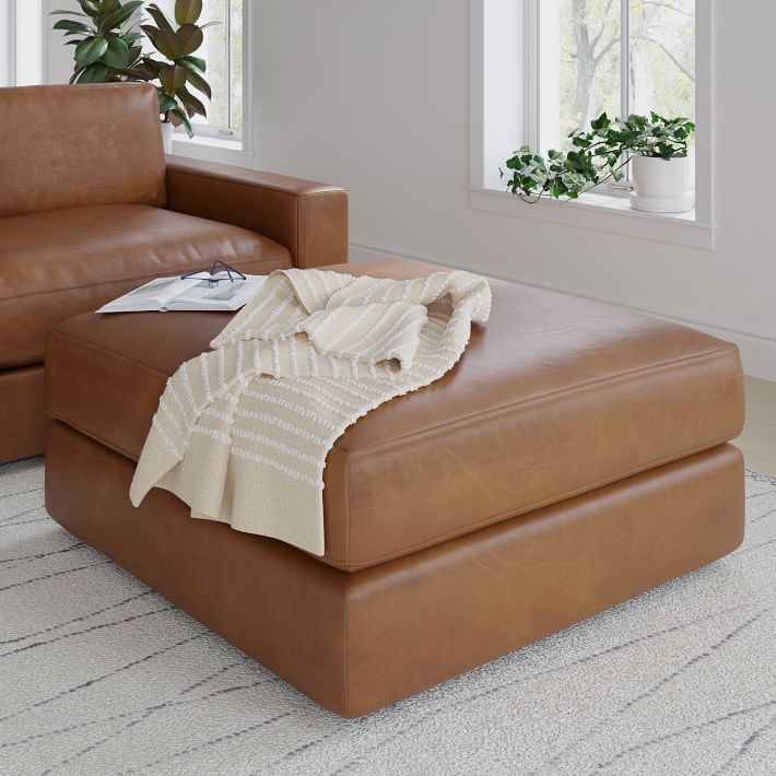 Urban barn leather deals ottoman