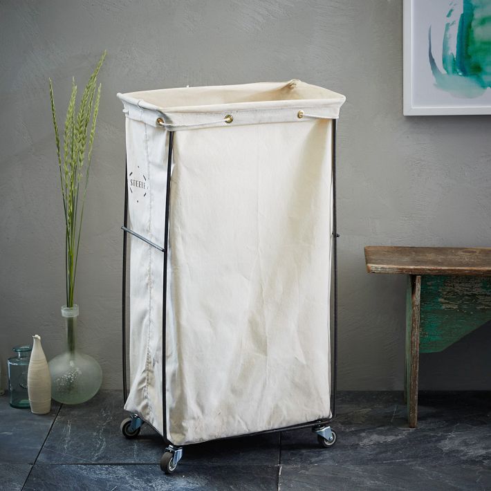 Commercial Large Rolling Canvas Bin Laundry Hamper on Wheels, White, Large  - Fred Meyer