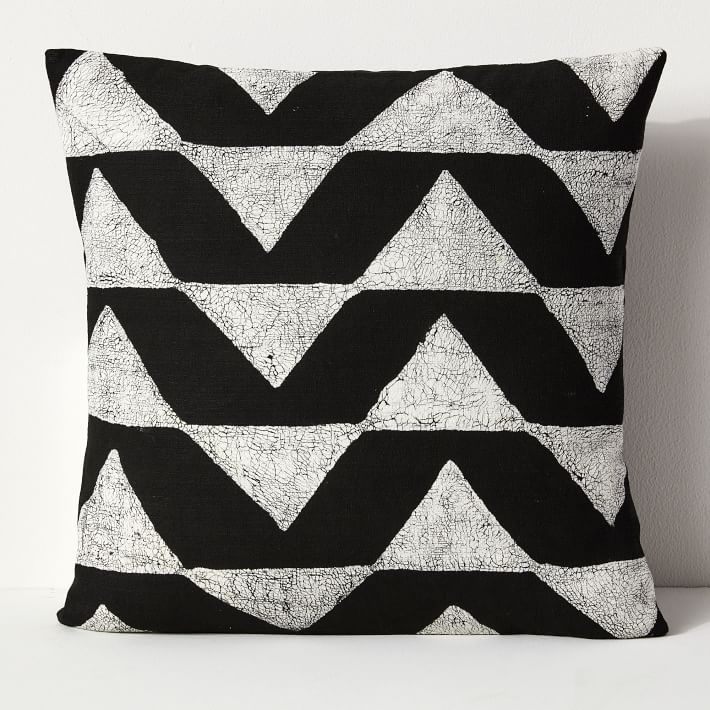 Sadza Batik Triangles Pillow Cover - Black