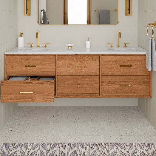Mid-Century Floating Double Bathroom Vanity (63"–72") | West Elm