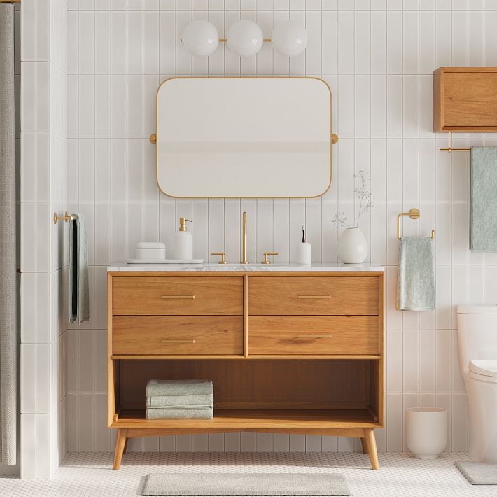 Mid-Century Open Storage Single Bathroom Vanity (24–49) - Acorn