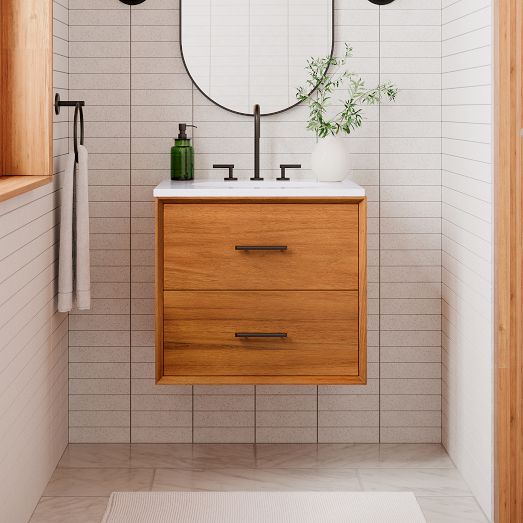 Mid-Century Floating Single Bathroom Vanity (24") | West Elm