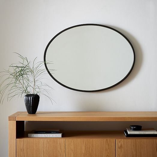 Metal Frame Oval Mirror - 40