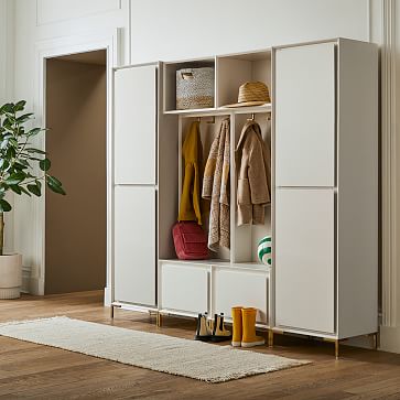 Enclosed Solid Wood Cabinet Utility Desk