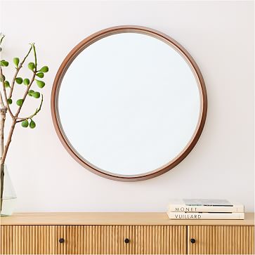 Round wood deals framed mirror