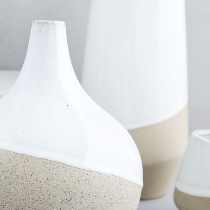 Half-Dipped White Stoneware Vases