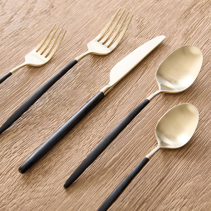 Kanto Stainless Steel Flatware Sets - Black Satin