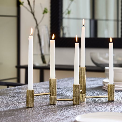 Textured Metal Taper Candle Holder West Elm