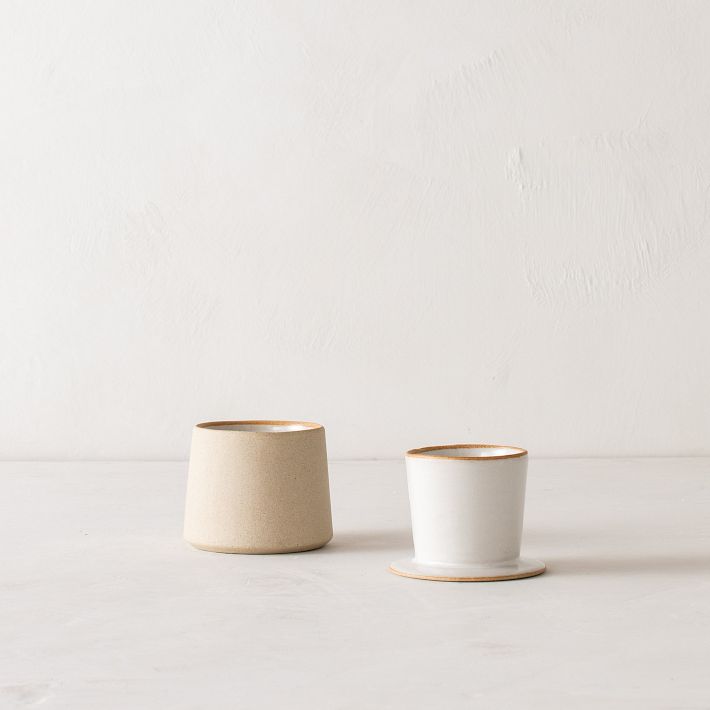 Contemporary Espresso Cups 4oz Grey Ceramic and Natural Cork Espresso Cups  Set of 2 Stackable 