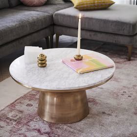 Marble Topped Pedestal Coffee Table, Modern Living Room Furniture