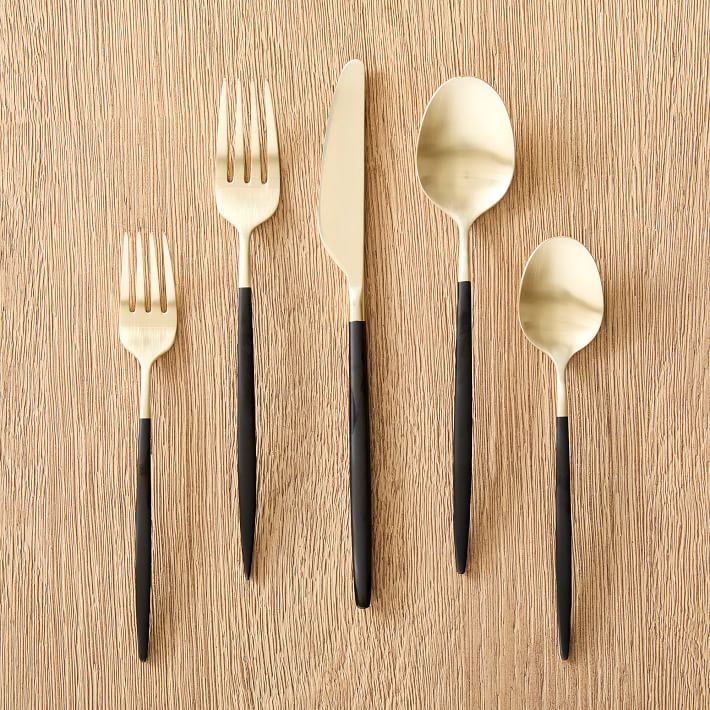 Velo Flatware Set in Brushed Gold | Parachute